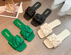 Nœud Chic – Sandales Plates Élégantes à Nœud Froncé